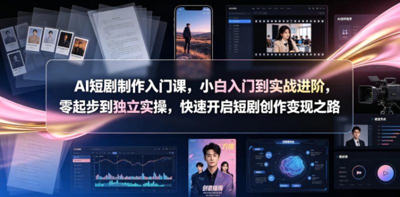 AI短剧制作入门课，小白入门到实战进阶，零起步到独立实操，快速开启短剧创作变现之路-淘宝虚拟货源网