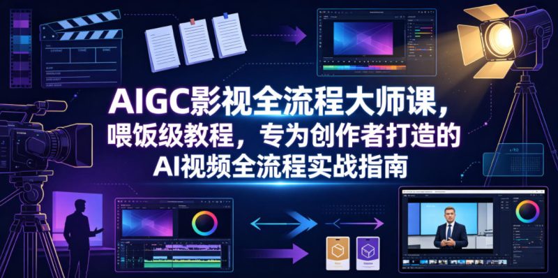 AIGC影视全流程大师课,喂饭级教程,专为创作者打造的AI视频全流程实战指南-淘宝虚拟货源网