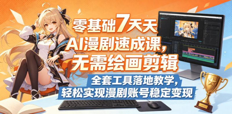 零基础7天AI漫剧速成课，无需绘画剪辑，全套工具落地教学，轻松实现漫剧账号稳定变现-淘宝虚拟货源网