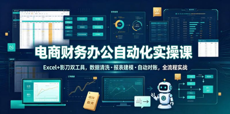 电商财务办公自动化实操课，Excel+影刀双工具，数据清洗・报表建模・自动对账，全流程实战-淘宝虚拟货源网