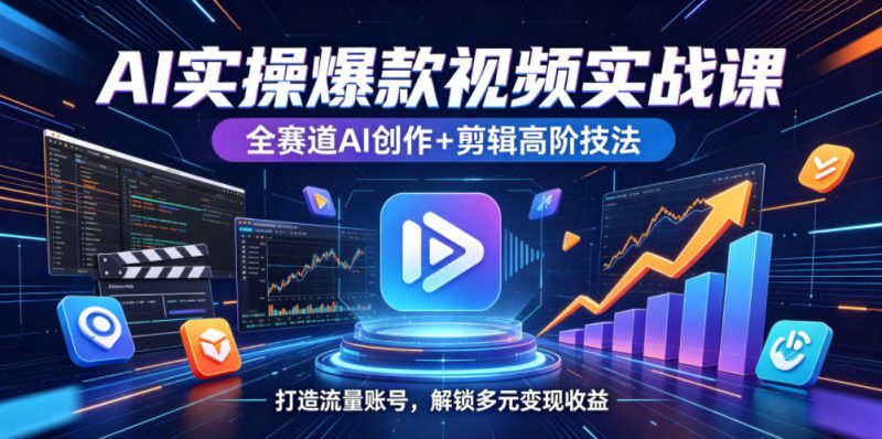 AI实操爆款视频实战课,全赛道AI创作+剪辑高阶技法,打造流量账号,解锁多元变现收益-淘宝虚拟货源网