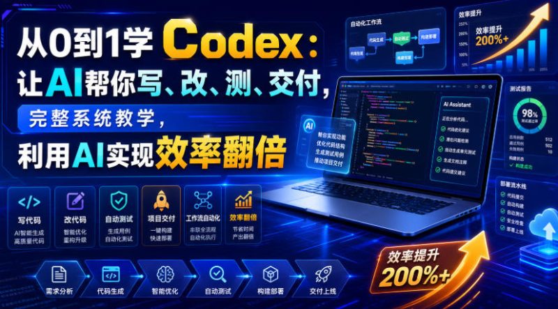 从0到1学Codex:让AI帮你写、改、测、交付,完整系统教学,利用AI实现效率翻倍-淘宝虚拟货源网