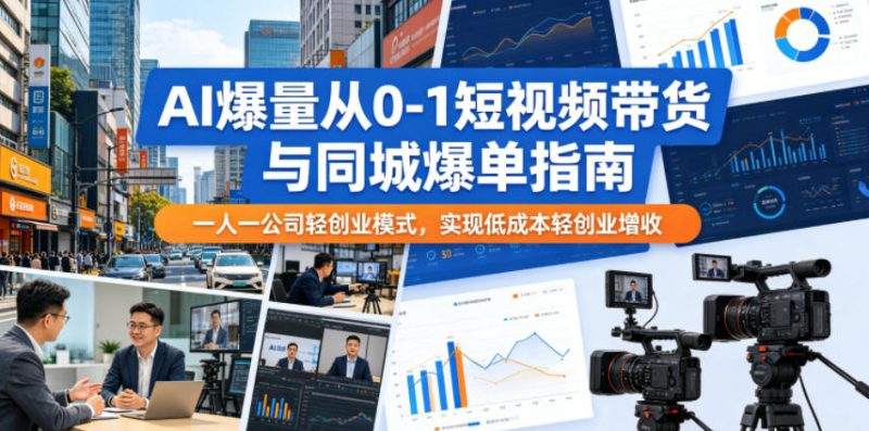 AI爆量从0-1短视频带货与同城爆单指南，一人一公司轻创业模式，实现低成本轻创业增收-淘宝虚拟货源网