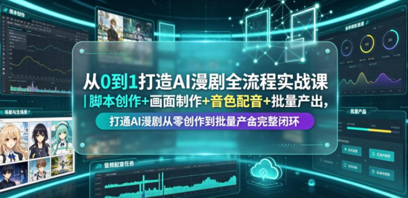 从0到1打造AI漫剧全流程实战课|脚本创作+画面制作+音色配音+批量产出,打通AI漫剧从零创作到批量量产完整闭环-淘宝虚拟货源网