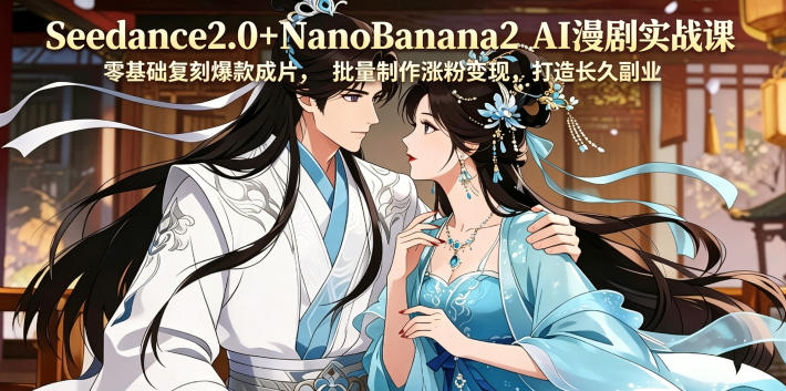 Seedance2.0+NanoBanana2 AI漫剧实战课,零基础复刻爆款成片涨粉变现,打造长久副业收益-淘宝虚拟货源网