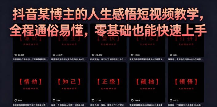 抖音某博主的灰太狼人生感悟短视频教学,全程通俗易懂,零基础也能快速上手-淘宝虚拟货源网