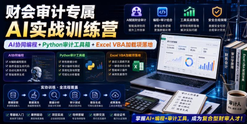 财会审计专属AI实战训练营｜AI协同编程+Python审计工具箱+Excel VBA加载项落地-淘宝虚拟货源网