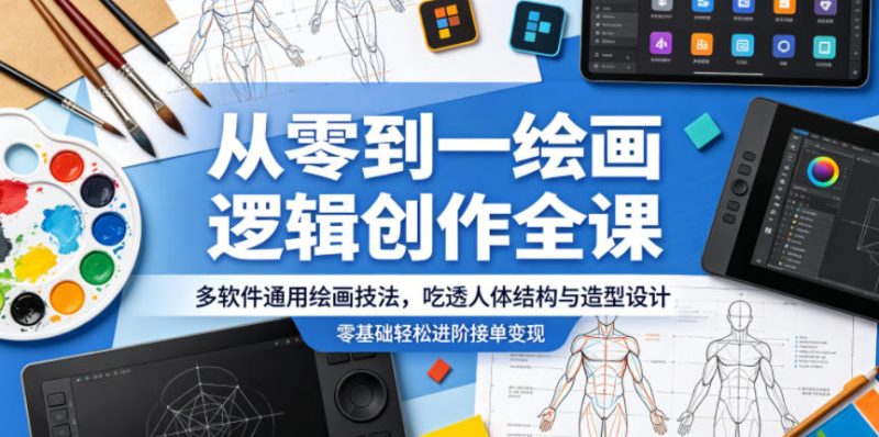 从零到一绘画逻辑创作全课，多软件通用绘画技法，吃透人体结构与造型设计，零基础轻松进阶接单变现-淘宝虚拟货源网