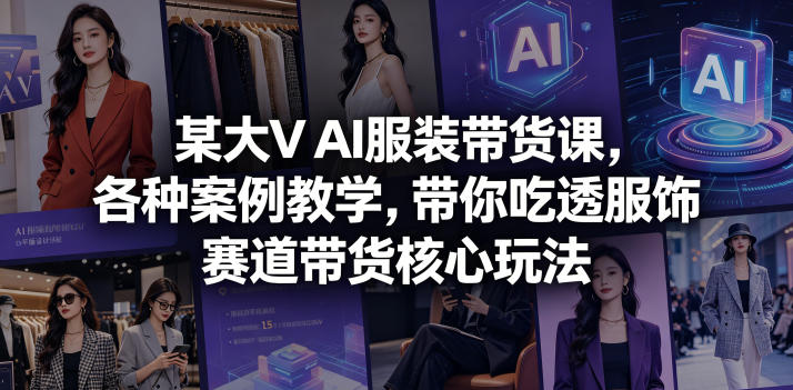 某大V AI服装带货课，各种案例教学，带你吃透服饰赛道带货核心玩法-淘宝虚拟货源网