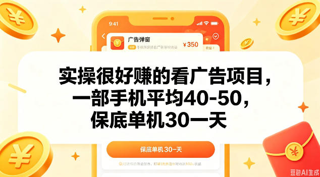 实操很好做的看广告项目,一部手机平均40-50,保底30单机一天【揭秘】-淘宝虚拟货源网