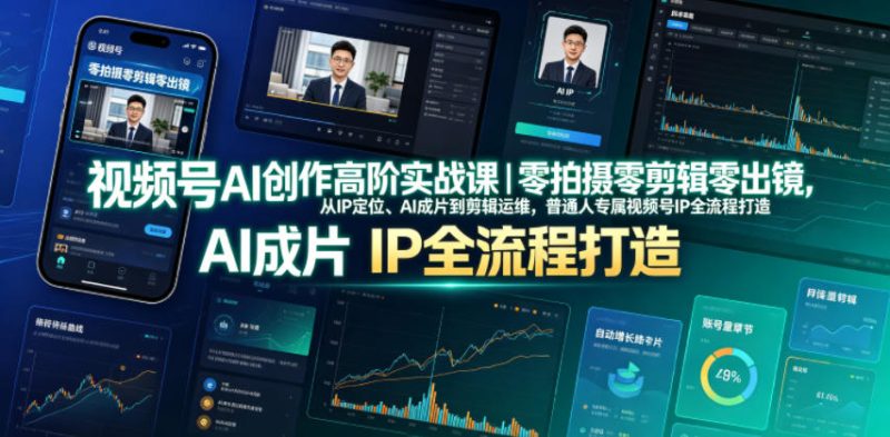 视频号AI创作高阶实战课｜零拍摄零剪辑零出镜，从IP定位、AI成片到剪辑运维，普通人专属视频号IP全流程打造-淘宝虚拟货源网