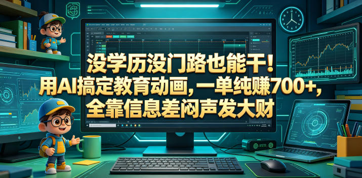 没学历没门路也能干!用AI搞定教育动画,一单纯賺700+,全靠信息差闷声发大财【揭秘】-淘宝虚拟货源网