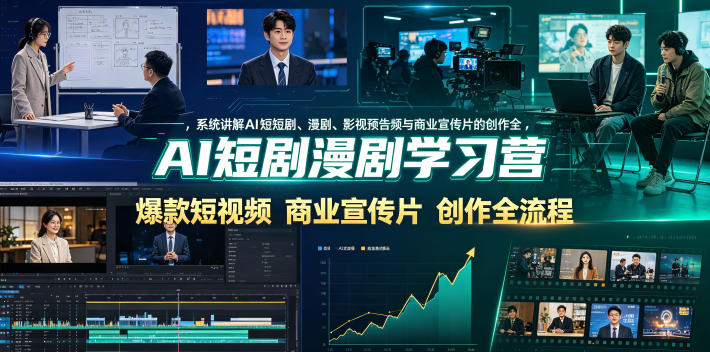 AI短剧漫剧学习营,系统讲解AI短剧、漫剧、影视预告片、爆款短视频与商业宣传片的创作全流程-淘宝虚拟货源网