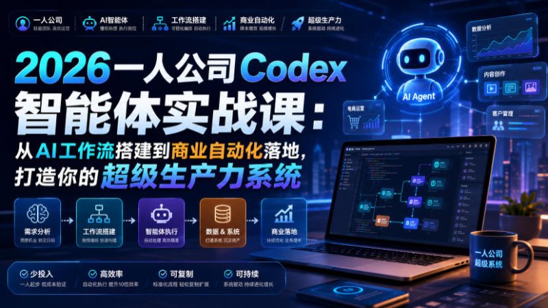 2026一人公司Codex智能体实战课：从AI工作流搭建到商业自动化落地，打造你的超级生产力系统-淘宝虚拟货源网