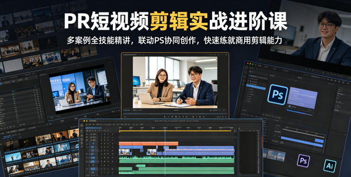 PR短视频剪辑实战进阶课,多案例全技能精讲,联动PS协同创作,快速练就商用剪辑能力-淘宝虚拟货源网