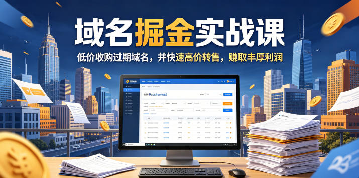 域名交易掘金实战课，低价收购过期域名，并快速高价转售，賺取丰厚利润【原创双语字幕】-淘宝虚拟货源网