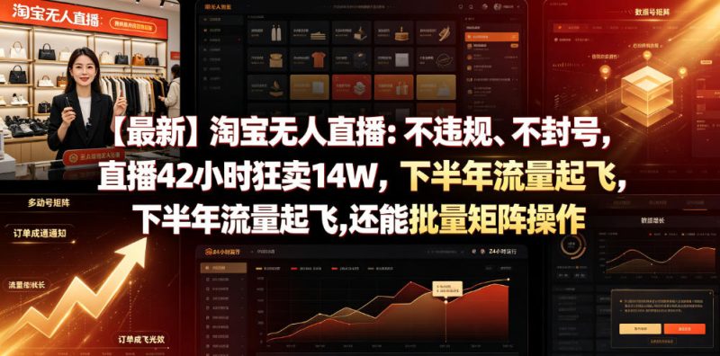 【最新】淘宝无人直播:不违规、不封号,直播42小时狂卖14W,下半年流量起飞,还能批量矩阵操作【揭秘】-淘宝虚拟货源网