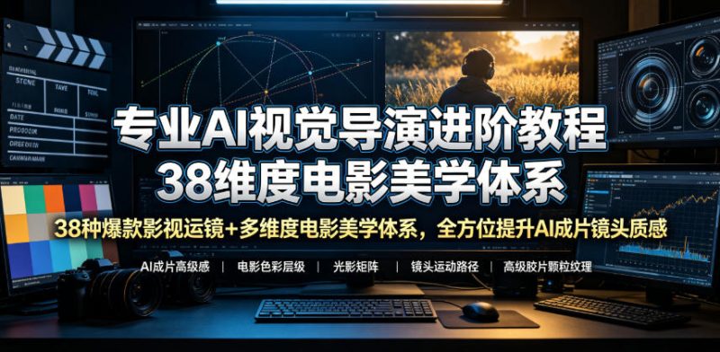 专业AI视觉导演进阶教程,38种爆款影视运镜+多维度电影美学体系,全方位提升AI成片高级感与镜头质感-淘宝虚拟货源网