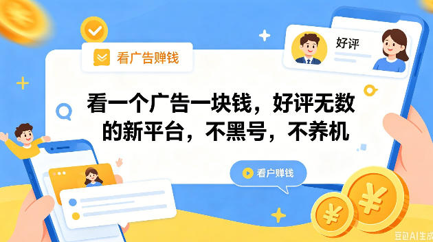 看一个广告一块钱,好评无数的新平台,不黑号,不养机,一撸几十块钱还是不错的【揭秘】-淘宝虚拟货源网