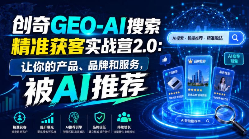 创奇GEO-AI搜索精准获客实战营2.0:让你的产品、品牌和服务,被AI推荐-淘宝虚拟货源网