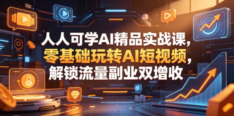 人人可学AI精品实战课,零基础玩转AI短视频,解锁流量副业双增收-淘宝虚拟货源网