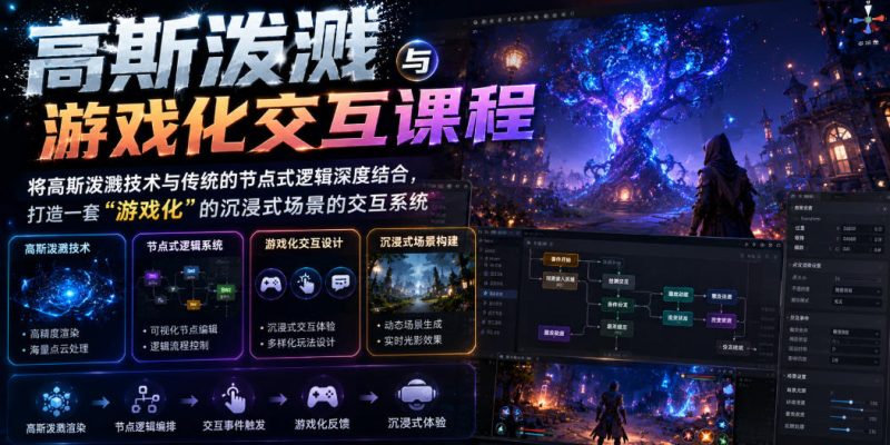 高斯泼溅与游戏化交互课程,将高斯泼溅技术与传统的节点式逻辑深度结合,打造一套“游戏化”的沉浸式场景的交互系统-淘宝虚拟货源网