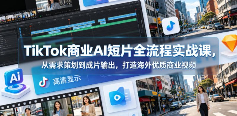TikTok商业AI短片全流程实战课,从需求策划到成片输出,打造海外优质商业视频-淘宝虚拟货源网
