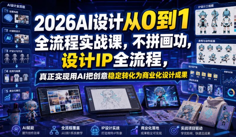 2026AI设计从0到1全流程实战课,不拼画功,设计IP全流程,真正实现用AI把创意稳定转化为商业化设计成果-淘宝虚拟货源网
