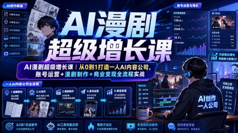 AI漫剧超级增长课|从0到1打造一人AI内容公司,账号运营+漫剧制作+商业变现全流程实战-淘宝虚拟货源网