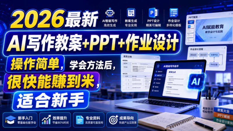 2026最新AI写作教案+PPT+作业设计，操作简单，学会方法后，很快能賺到米，适合新手-淘宝虚拟货源网