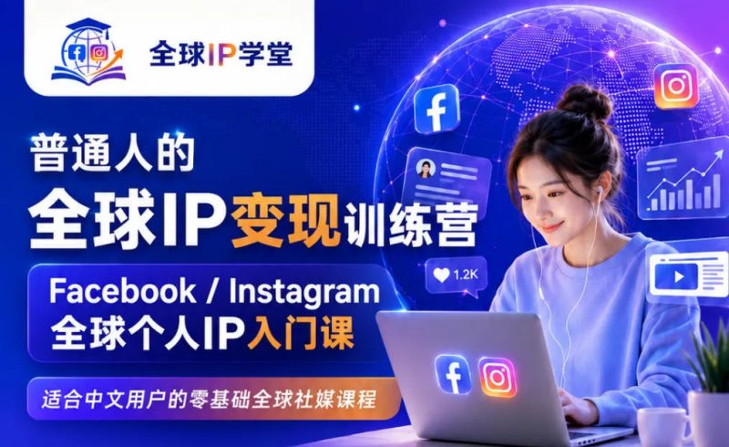 普通人的全球IP变现训练营,Facebook/Instagram全球个人IP入门课,零基础全球社媒课程-淘宝虚拟货源网
