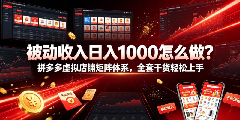 被动收入日入1000怎么做?拼多多虚拟店铺矩阵体系,全套干货轻松上手【揭秘】-淘宝虚拟货源网