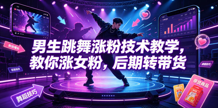男生跳舞涨粉技术教学,教你涨女粉,后期转带货-淘宝虚拟货源网