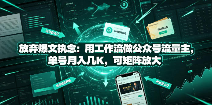 放弃爆文执念:用工作流做公众号流量主,单号月入几K,可矩阵放大-淘宝虚拟货源网