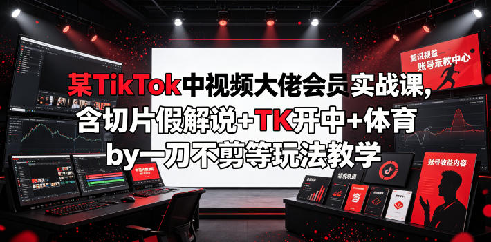 某TikTok中视频大佬会员实战课,含切片假解说+TK开中+体育by一刀不剪等玩法教学-淘宝虚拟货源网