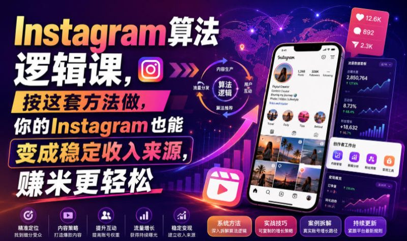 Instagram算法逻辑课,按这套方法做,你的Instagram也能变成稳定收入来源,賺米更轻松【原创双语字幕】-淘宝虚拟货源网