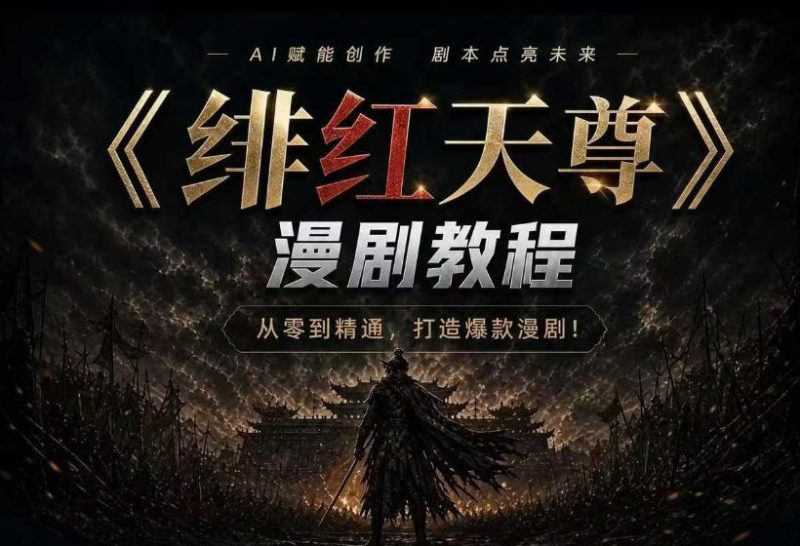 绯红天尊AI漫剧系统教程｜从零入门到精通，工具运用+剧本创作+爆款逻辑+提示词素材+镜头剪辑，全套爆款漫剧落地实战课-淘宝虚拟货源网