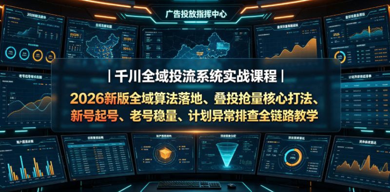 千川全域投流系统实战课程|2026新版全域算法落地、叠投抢量核心打法、新号起号、老号稳量、计划异常排查全链路教学-淘宝虚拟货源网
