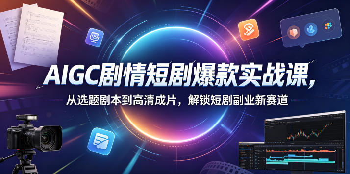 AIGC剧情短剧爆款实战课，从选题剧本到高清成片，解锁短剧副业新赛道-淘宝虚拟货源网