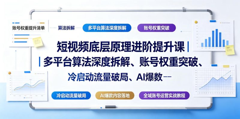 短视频底层原理进阶提升课|多平台算法深度拆解、账号权重突破、冷启动流量破局、AI爆款内容落地与全域账号运营实战教程-淘宝虚拟货源网