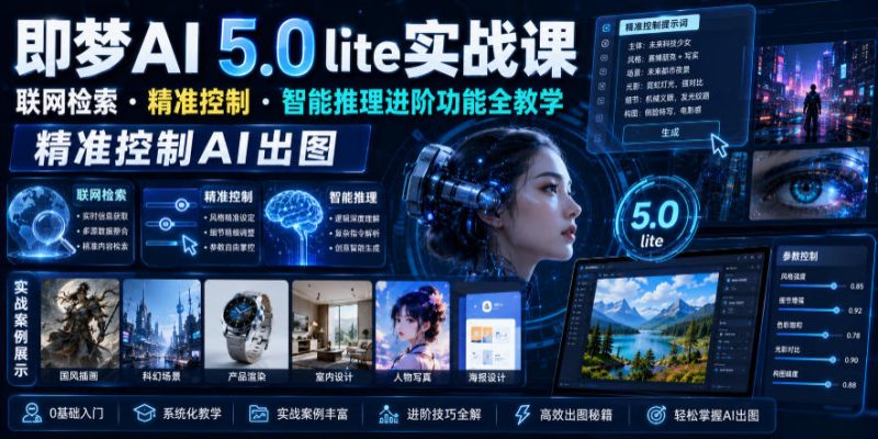 即梦AI 5.0 lite实战课,联网检索・精准控制・智能推理进阶功能全教学,精准控制AI出图-淘宝虚拟货源网