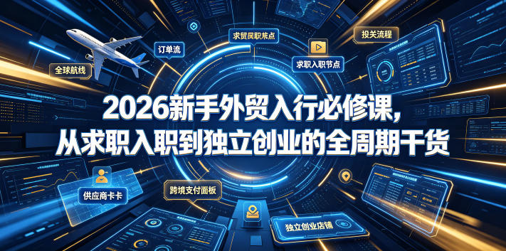 2026新手外贸入行必修课,从求职入职到独立创业的全周期干货-淘宝虚拟货源网